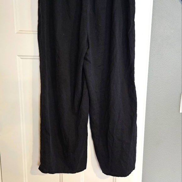 Eileen Fisher Wide Leg Pants Elastic Waist Size Large Black Side Zip Pockets - Picture 10 of 11